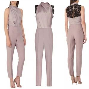 REISS Kita Ash Lace-Back Jumpsuit-K3